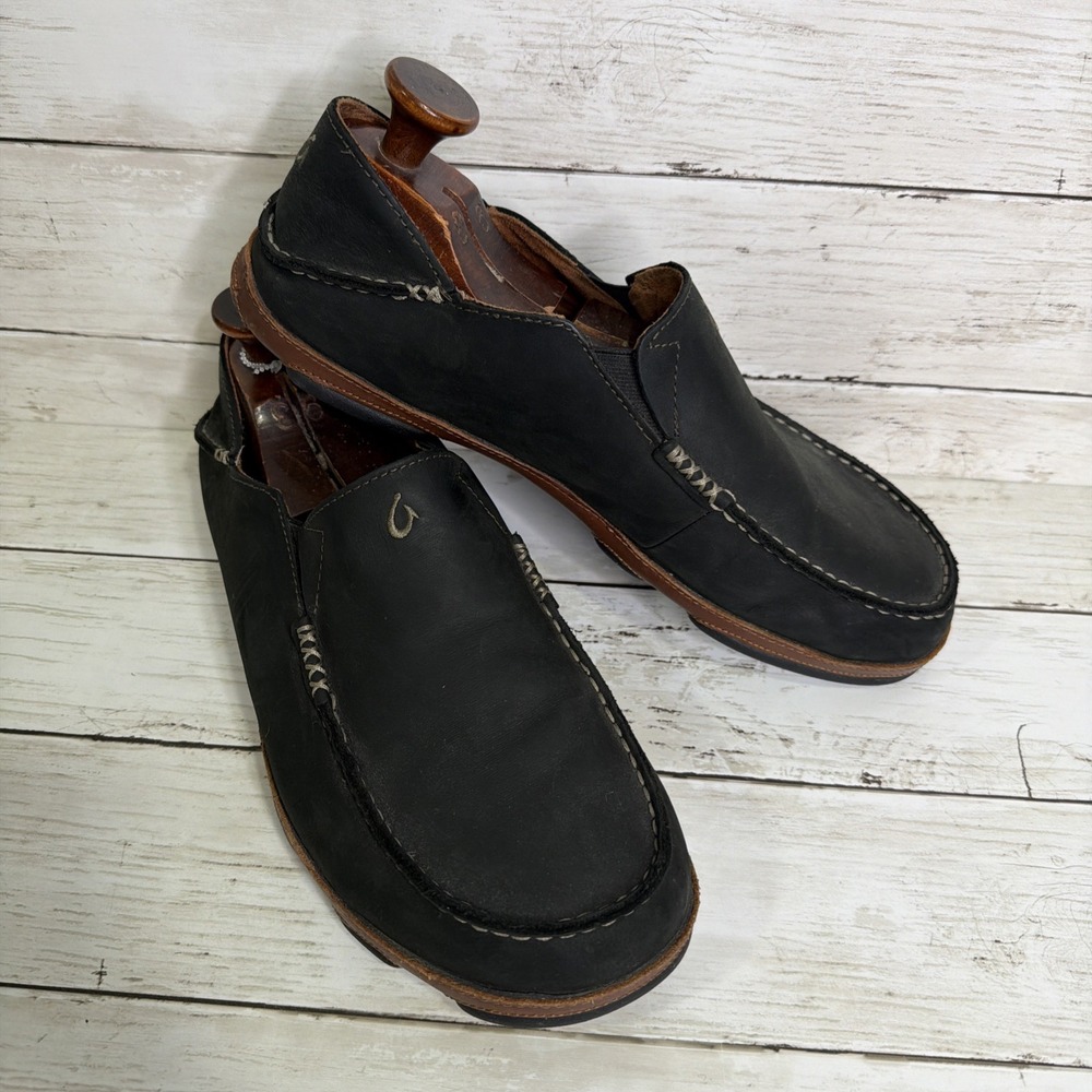 OLUKAI Moloa Men's Leather Loafer Slipper Slip On Shoes US 11 EUR 44